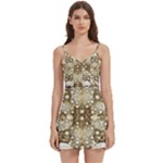 Opulent Essence Print Body Wrap Sleeveless V-Neck Mini Dress