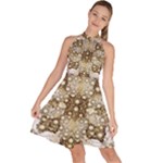 Opulent Essence Print Sleeveless Halter Neck A-Line Dress