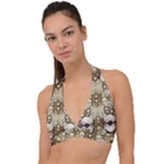 Opulent Essence Print Halter Plunge Bikini Top