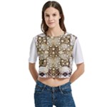 Opulent Essence Print Women s Round Neck Short Sleeve Crop Top