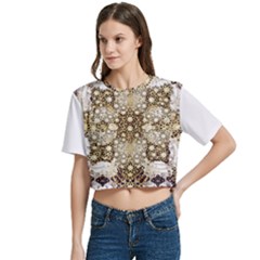 Women s Round Neck Short Sleeve Crop Top 