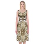 Opulent Essence Print Midi Sleeveless Dress