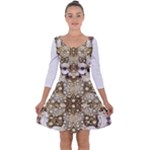 Opulent Essence Print Quarter Sleeve Skater Dress