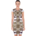 Opulent Essence Print Capsleeve Drawstring Dress 