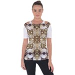 Opulent Essence Print Shoulder Cut Out Short Sleeve Top