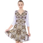 Opulent Essence Print Quarter Sleeve Front Wrap Dress