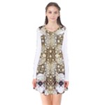 Opulent Essence Print Long Sleeve V-neck Flare Dress