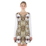 Opulent Essence Print Long Sleeve Velvet V-neck Dress