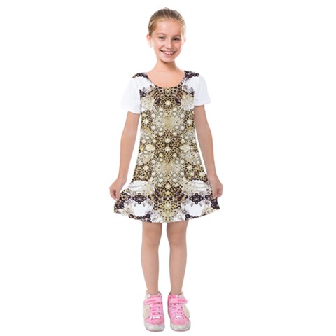 Opulent Essence Print Kids  Short Sleeve Velvet Dress from ArtsNow.com