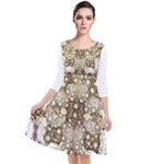 Opulent Essence Print Quarter Sleeve Waist Band Dress