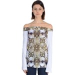 Opulent Essence Print Off Shoulder Long Sleeve Top