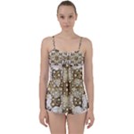 Opulent Essence Print Babydoll Tankini Top