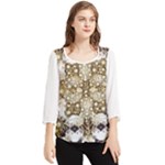 Opulent Essence Print Chiffon Quarter Sleeve Blouse