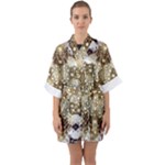 Opulent Essence Print Half Sleeve Satin Kimono 