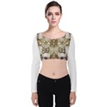 Opulent Essence Print Velvet Long Sleeve Crop Top