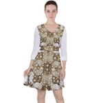 Opulent Essence Print Quarter Sleeve Ruffle Waist Dress