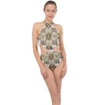 Opulent Essence Print Halter Side Cut Swimsuit