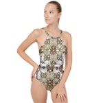 Opulent Essence Print High Neck One Piece Swimsuit