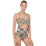 Opulent Essence Print Scallop Top Cut Out Swimsuit