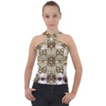 Opulent Essence Print Cross Neck Velour Top