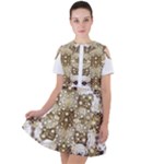 Opulent Essence Print Short Sleeve Shoulder Cut Out Dress 