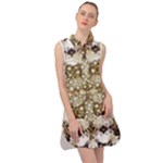 Opulent Essence Print Sleeveless Shirt Dress