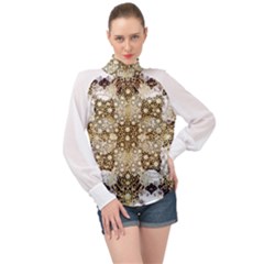 High Neck Long Sleeve Chiffon Top 