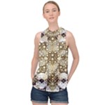 Opulent Essence Print High Neck Satin Top