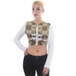 Opulent Essence Print Long Sleeve Cropped Velvet Jacket