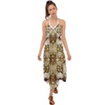 Opulent Essence Print Halter Tie Back Dress 