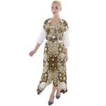 Opulent Essence Print Quarter Sleeve Wrap Front Maxi Dress