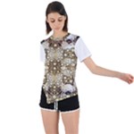 Opulent Essence Print Asymmetrical Short Sleeve Sports T-Shirt