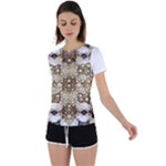 Opulent Essence Print Back Circle Cutout Sports T-Shirt