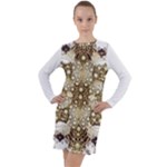 Opulent Essence Print Long Sleeve Hoodie Dress