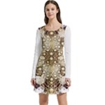 Opulent Essence Print Long Sleeve Velour Skater Dress