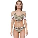 Opulent Essence Print Ruffle Edge Tie Up Bikini Set	