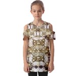 Opulent Essence Print Fold Over Open Sleeve Top