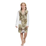 Opulent Essence Print Kids  Long Sleeve Velvet Lounge Robe