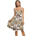 Opulent Essence Print Sleeveless Tie Front Chiffon Dress