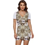 Opulent Essence Print Low Cut Cap Sleeve Mini Dress