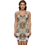 Opulent Essence Print Sleeveless Wide Square Neckline Ruched Bodycon Dress