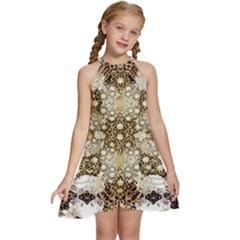 Kids  Halter Collar Waist Tie Chiffon Dress 