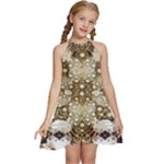 Opulent Essence Print Kids  Halter Collar Waist Tie Chiffon Dress