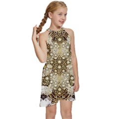 Kids  Halter Collar Waist Tie Chiffon Dress 