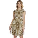 Opulent Essence Print Cap Sleeve High Waist Dress