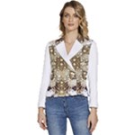 Opulent Essence Print Women s Long Sleeve Revers Collar Cropped Jacket