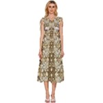 Opulent Essence Print V-Neck Drawstring Shoulder Sleeveless Maxi Dress