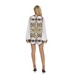 Round Neck Long Sleeve Bohemian Style Chiffon Mini Dress 