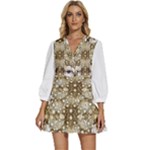 Opulent Essence Print V-Neck Placket Mini Dress