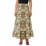 Opulent Essence Print Tiered Ruffle Maxi Skirt